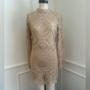 Tan crochet lace dress